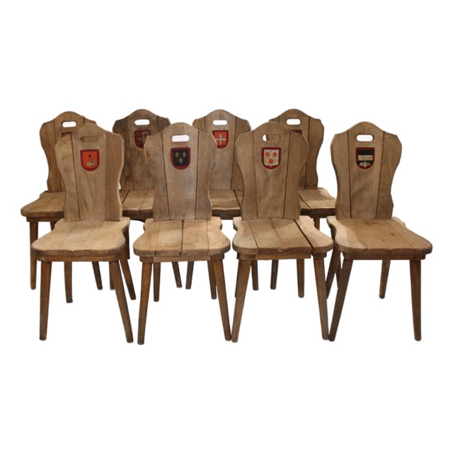 19c Belgian Antique Chairs With Coat of Arms From Chateau For Sale