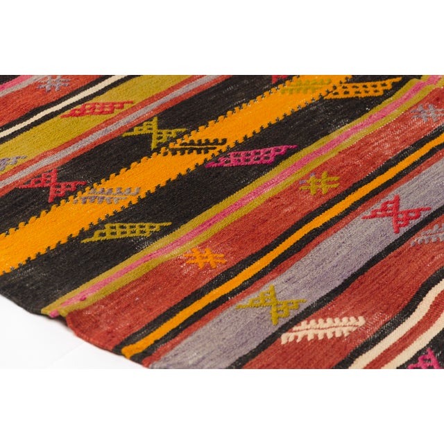 1950s Handwoven Striped Tribal Rug With Small Geometric Motifs For Sale - Image 9 of 10