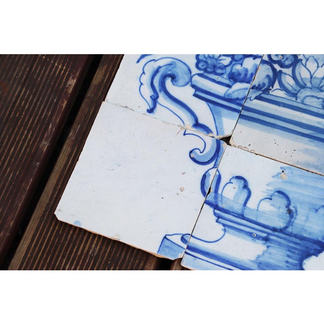 Tile Mural Panel Depicting a Baroque Jardinière With Flowers, Portuguese, 18th Century For Sale - Image 9 of 14
