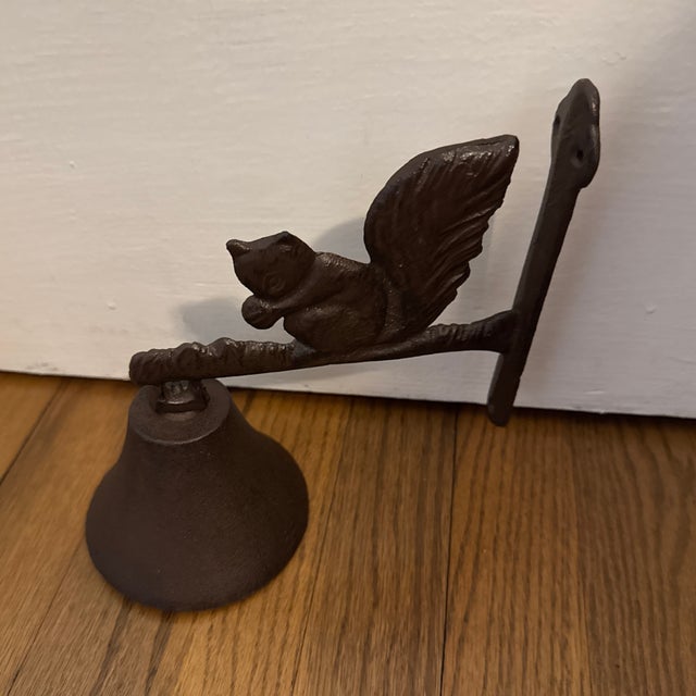 Vintage Cast Iron Squirrel Hanging Bell For Sale In Miami - Image 6 of 11