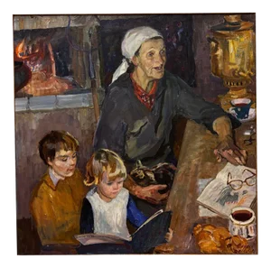 Andrei Levitine, Grandma's Fairy Tales, Oil on Canvas, 1989