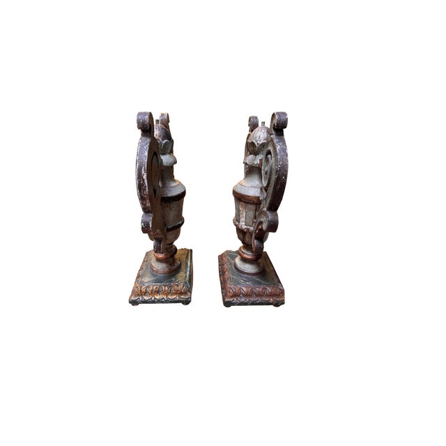 Pair of Antique Italian Wood Urns For Sale In San Francisco - Image 6 of 10