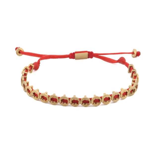 Metal Lucky Elephant Red Woven Unisex String Bracelet For Sale - Image 7 of 7