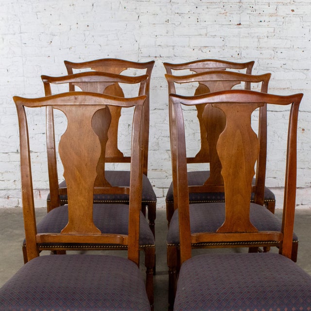 Late 20th Century Late 20th Century Georgian Style Baker Dining Chairs W/Solid Splat & Turned Front Legs Set of 6 For Sale - Image 5 of 18