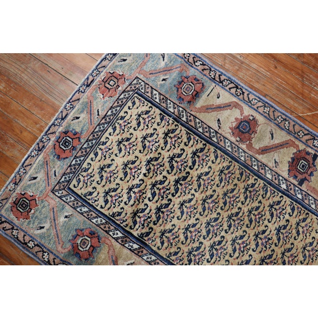 Persian Vintage Persian Earth Tone Camel Navy Runner For Sale - Image 3 of 6