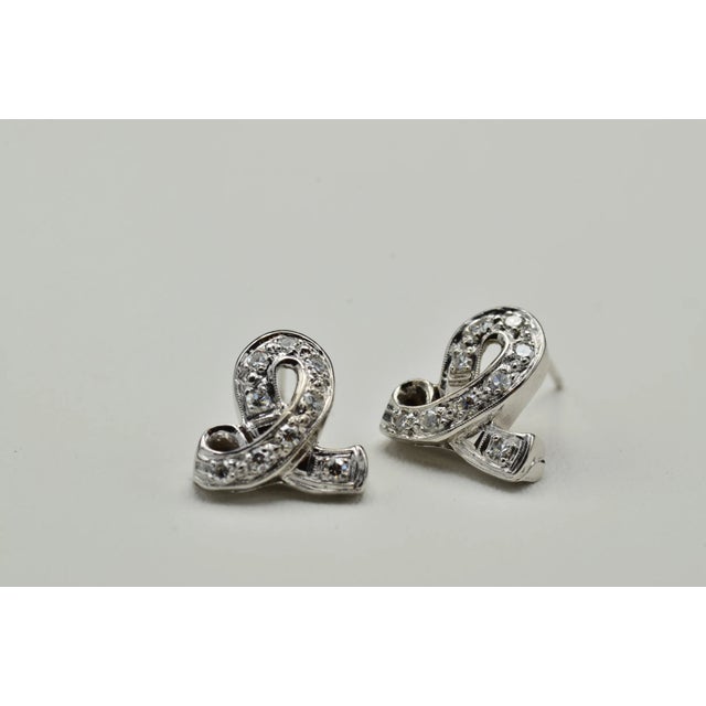 Metal The Ribinas: Antique Platinum and Diamond Ribbon Drop Earrings, 2 Pieces For Sale - Image 7 of 8
