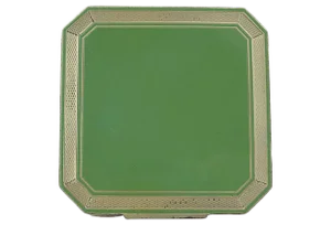 Early 20th Century Deco Sterling & Green Enamel Compact