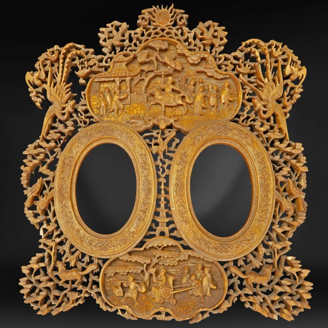 Early 19th Century Antique Chinese Wood Frame Circa 1830 For Sale - Image 5 of 7