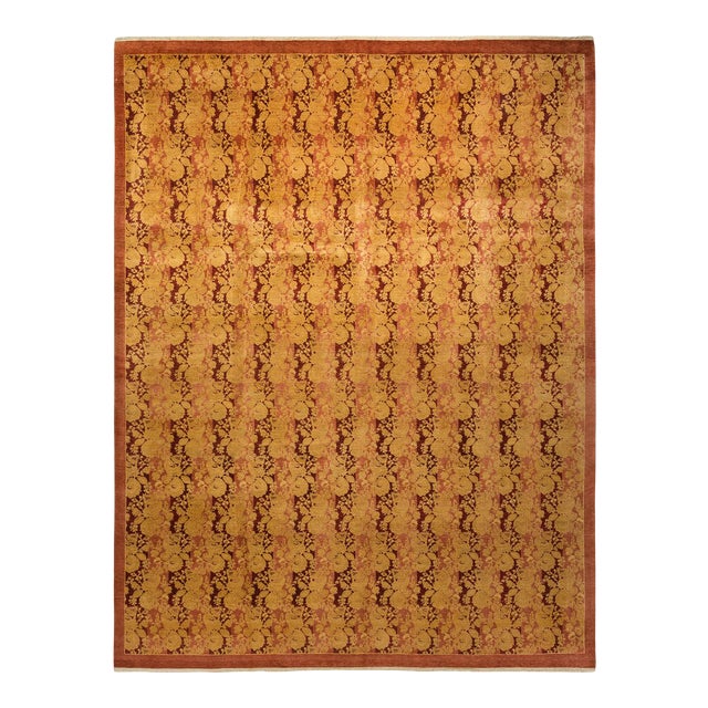 Mogul Collection Hand-Knotted Area Rug - Orange Collection 9' 2" X 11' 9" For Sale