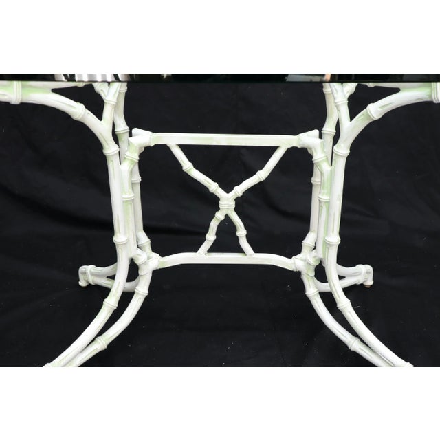 Mid-Century Modern Cast Aluminum Faux Bamboo Dining Table w/ 4 Matching Chairs Outdoors Green Vinyl For Sale - Image 3 of 13