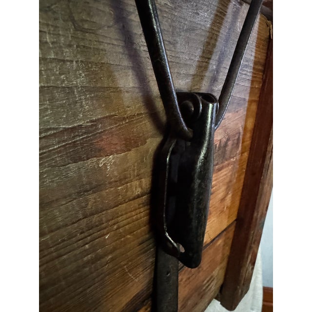Brown Rare Antique German Wood Wine Crate W Lid, 19th Century, Industrial Metal Straps For Sale - Image 8 of 18