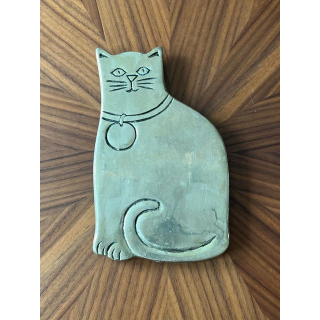 1960s 1960s Rubel Brass Cat Table Trivet For Sale - Image 5 of 5