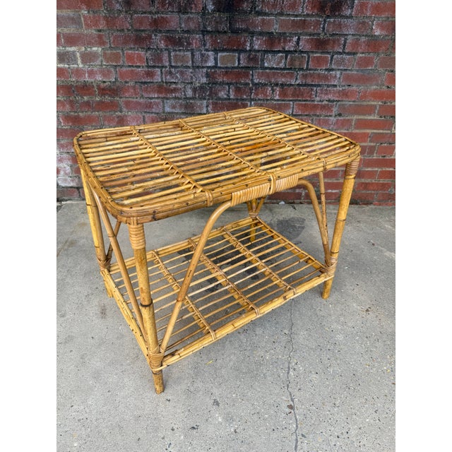 Tan Vintage Italian Riviera Tito Angoli Style Bamboo and Rattan Coffee / Side Table For Sale - Image 8 of 11