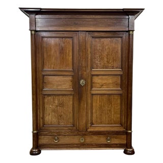 Antique Empire Style Oak Wardrobe, 1800s For Sale