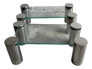 Modern Coffee Tables with Cylindrical Steel Legs, 1980s, Set of 2