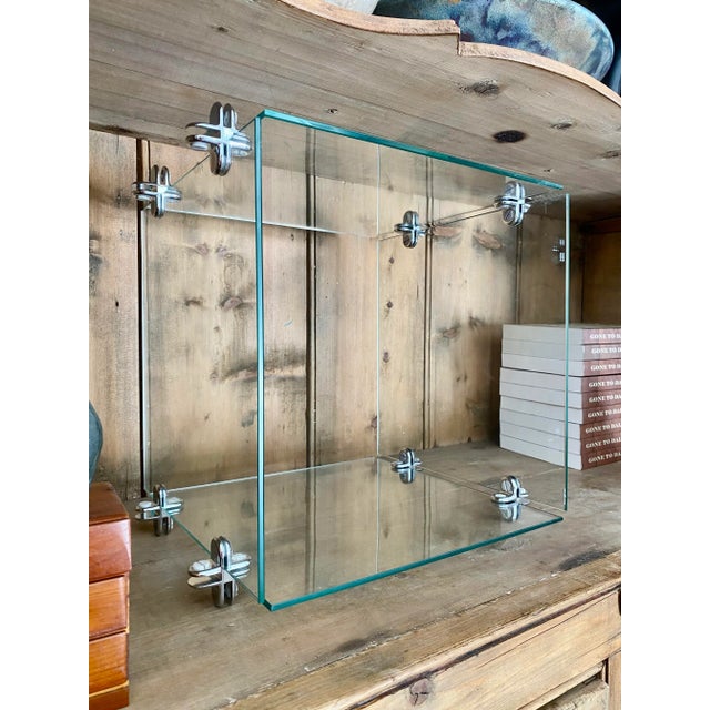 Metal Minimalist Glass Display Cube For Sale - Image 7 of 15