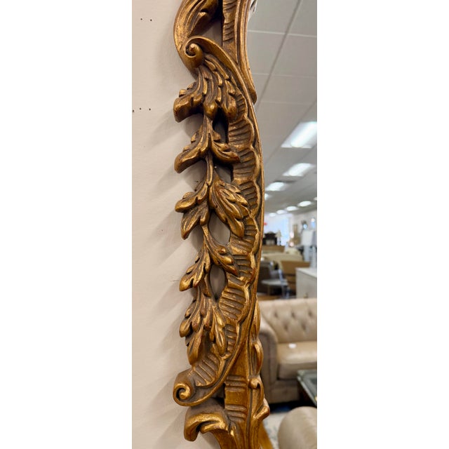 Large Italian Rococo Giltwood Wall Mirror With Carved Foliate Frame For Sale - Image 4 of 6