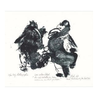 1967 Jula Dech Abstract Bird Lithograph For Sale