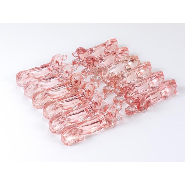 Art Deco Dog Knife Rests in Rosé Glass, 1930s, Set of 12 For Sale - Image 11 of 18