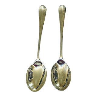 1990s Large Silver Plated Serving Spoons - a Pair For Sale