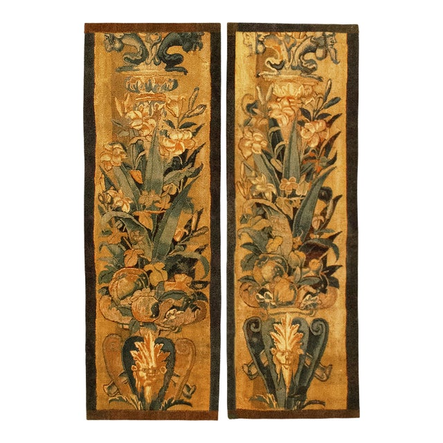 Vertically Oriented Late 16th Century Flemish Historical Tapestry Panels - A Pair For Sale