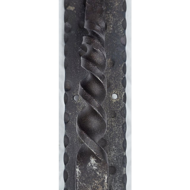 1910s Antique 1910s Hand-Forged Wrought Iron Door Pull 24" Twist Grip W/ Keyhole For Sale - Image 5 of 18