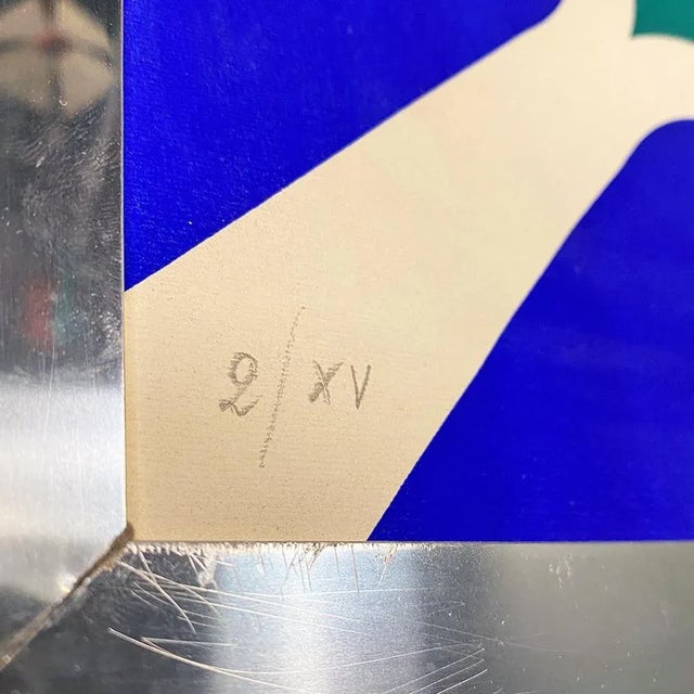 1970s Space Age Italian Chromed Steel Frame with Optical Abstract Design Print, 1970s For Sale - Image 5 of 11