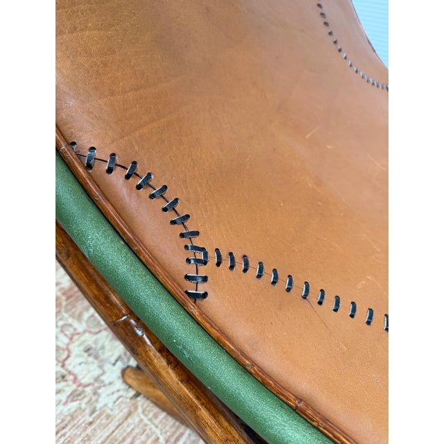 Circa 1980's Ramon Castellano for Kalma Bamboo + Leather Collapsible Chair For Sale - Image 11 of 14