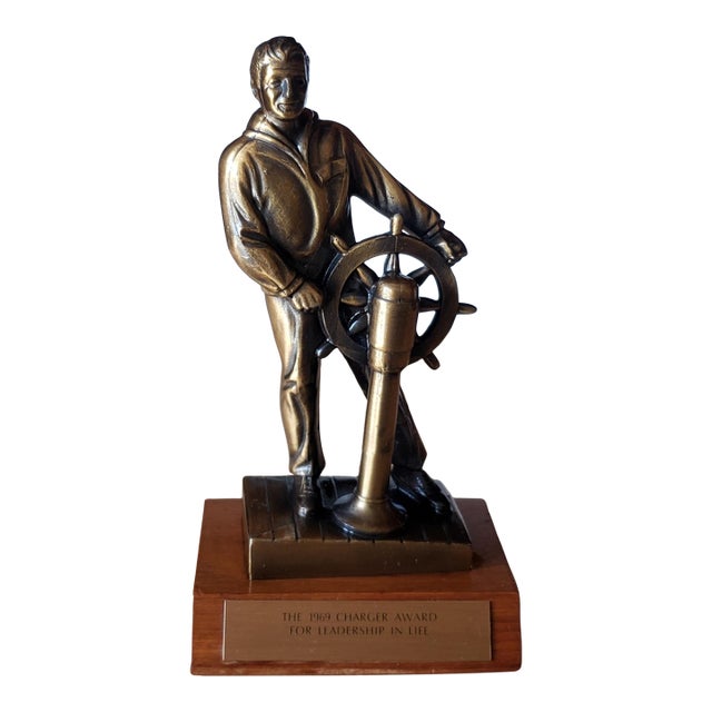 1960's Vintage Nautical Sailor Bronze Sculpture, Signed For Sale