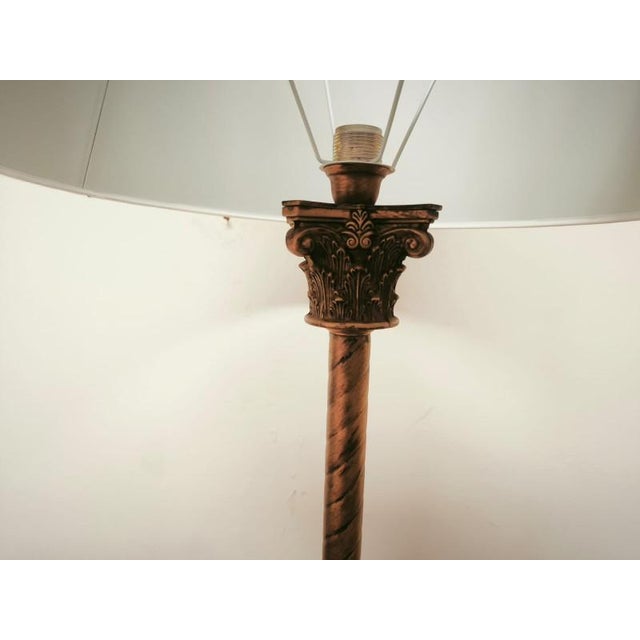 Floor Lamp with Brass Capitals and Fabric Lampshade, 1980s For Sale - Image 17 of 18
