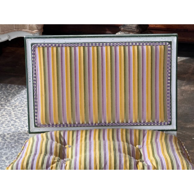 Wood 1950s Pair Upholstered Slipper Chairs With Painted Frames For Sale - Image 7 of 9