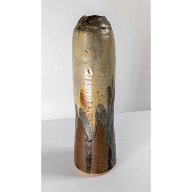 Mid-Century Modern Mid-Century Modern Studio Art Pottery Vase in Japanese Style, Signed Illegibly For Sale - Image 3 of 12