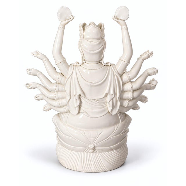 Early 20th Century Large Blanc-De-Chine-Style Multi-Armed Guanyin Porcelain Figure, 17 Inches For Sale - Image 4 of 9