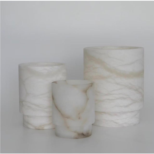 Contemporary Michael Verheyden-T-Light Alabaster White Medium For Sale - Image 3 of 4