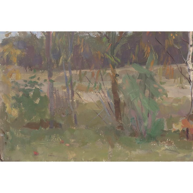 1980s Antique Forest Landscape Painting, Ukrainian Soviet Art, 1980 49-75 For Sale - Image 5 of 6