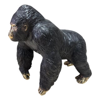 Sculpture of Gorilla with Fur, 2020s, Bronze For Sale