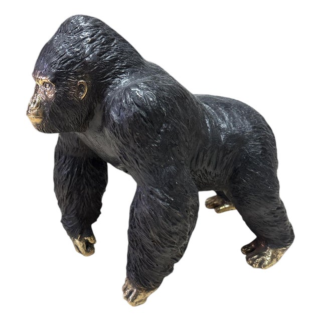 Sculpture of Gorilla with Fur, 2020s, Bronze For Sale