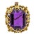 Retro 14k Yellow Gold Large Amethyst & Diamond Pendant Brooch c.1940s For Sale
