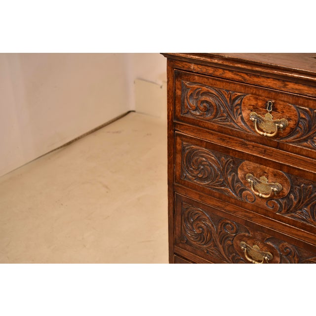 Late 18th Century English Oak Carved Chest of Drawers For Sale - Image 10 of 14