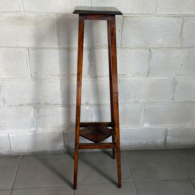 Wood 2-Tier Pedestal Column Plant Stand, 1960s For Sale - Image 4 of 11