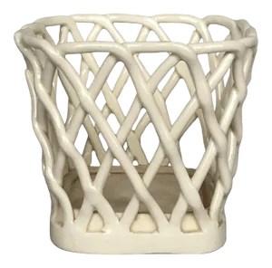 Vintage Woven Lattice Decorative Ceramic Basket Napkin Holder