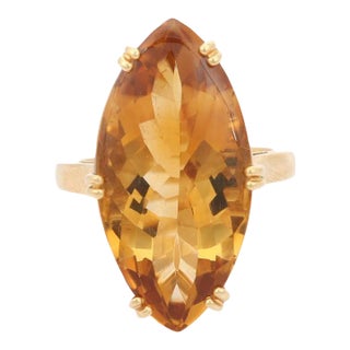 Contemporary 24 Carat Natural Marquise Citrine Chic Cocktail Ring Size 7 For Sale