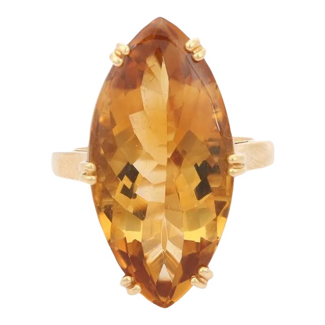 Contemporary 24 Carat Natural Marquise Citrine Chic Cocktail Ring Size 7 For Sale
