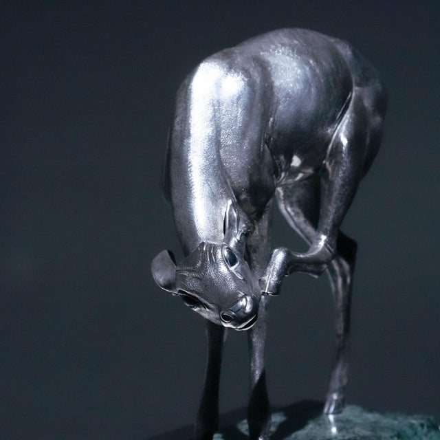 1950s Naturalistic Silver Doe Sculpture by Sirio Tofanari (1886-1969) For Sale - Image 10 of 18