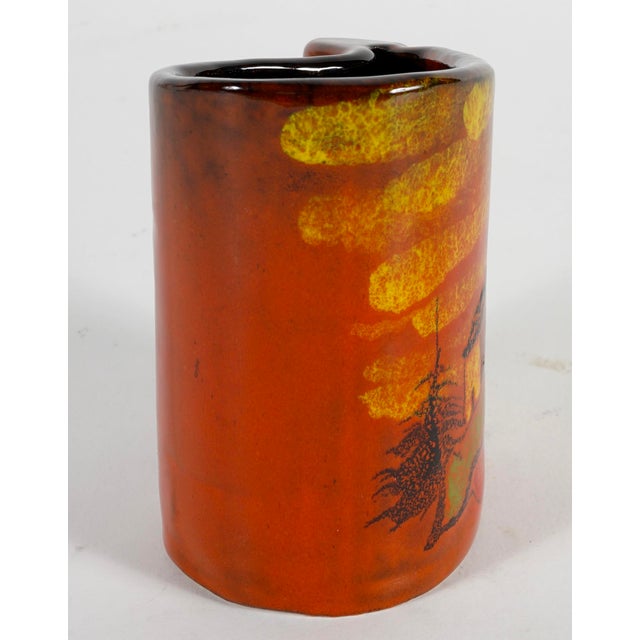 1970s Romulo Remus Verzolini Questa Maiolica Red Vase Signed Mid Century Italy For Sale - Image 5 of 8