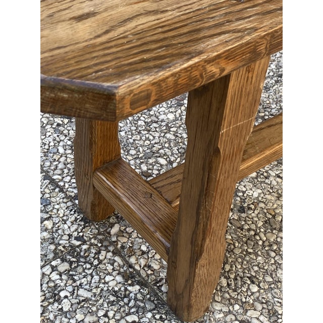 Rustic Oak Farmhouse Bench, 1950s For Sale - Image 6 of 18