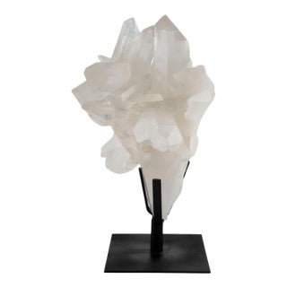 Radiant Rock Crystal Cluster Mounted on Custom Stand, 15"H For Sale