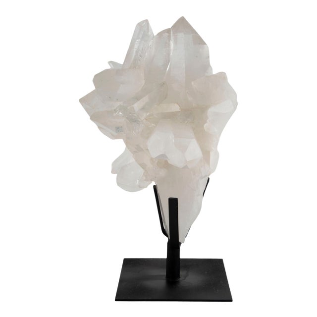 Radiant Rock Crystal Cluster Mounted on Custom Stand, 15"H For Sale