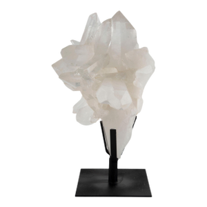 Radiant Rock Crystal Cluster Mounted on Custom Stand, 15"H
