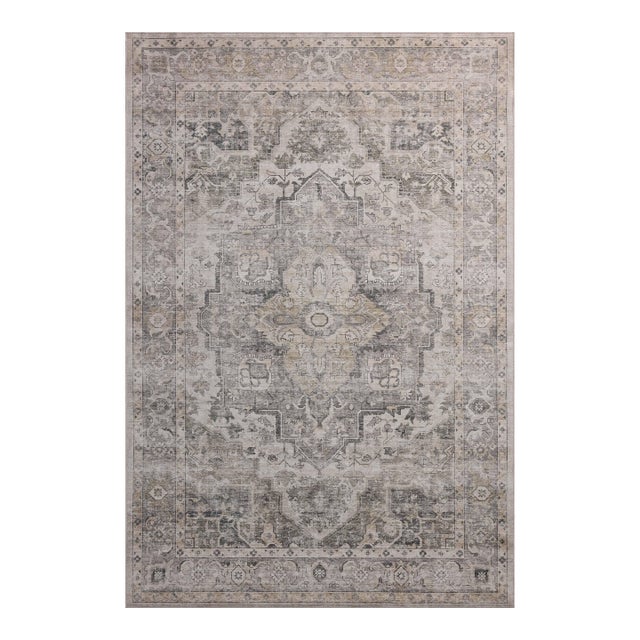 Amber Lewis x Loloi Josie Silver / Natural 6'-0" x 9'-0" Machine Washable Area Rug For Sale